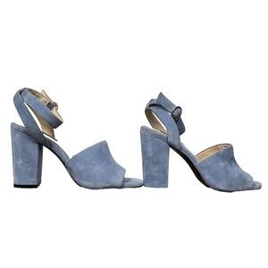 Jones New York Shoes Open Toe Ankle Strap Blue Suede Leather High Heel‎ Sandal 6